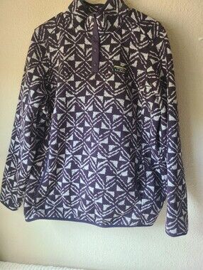 L.L. Bean Purple and Cream Geometric Snap-Neck Fleece Women's Size XL